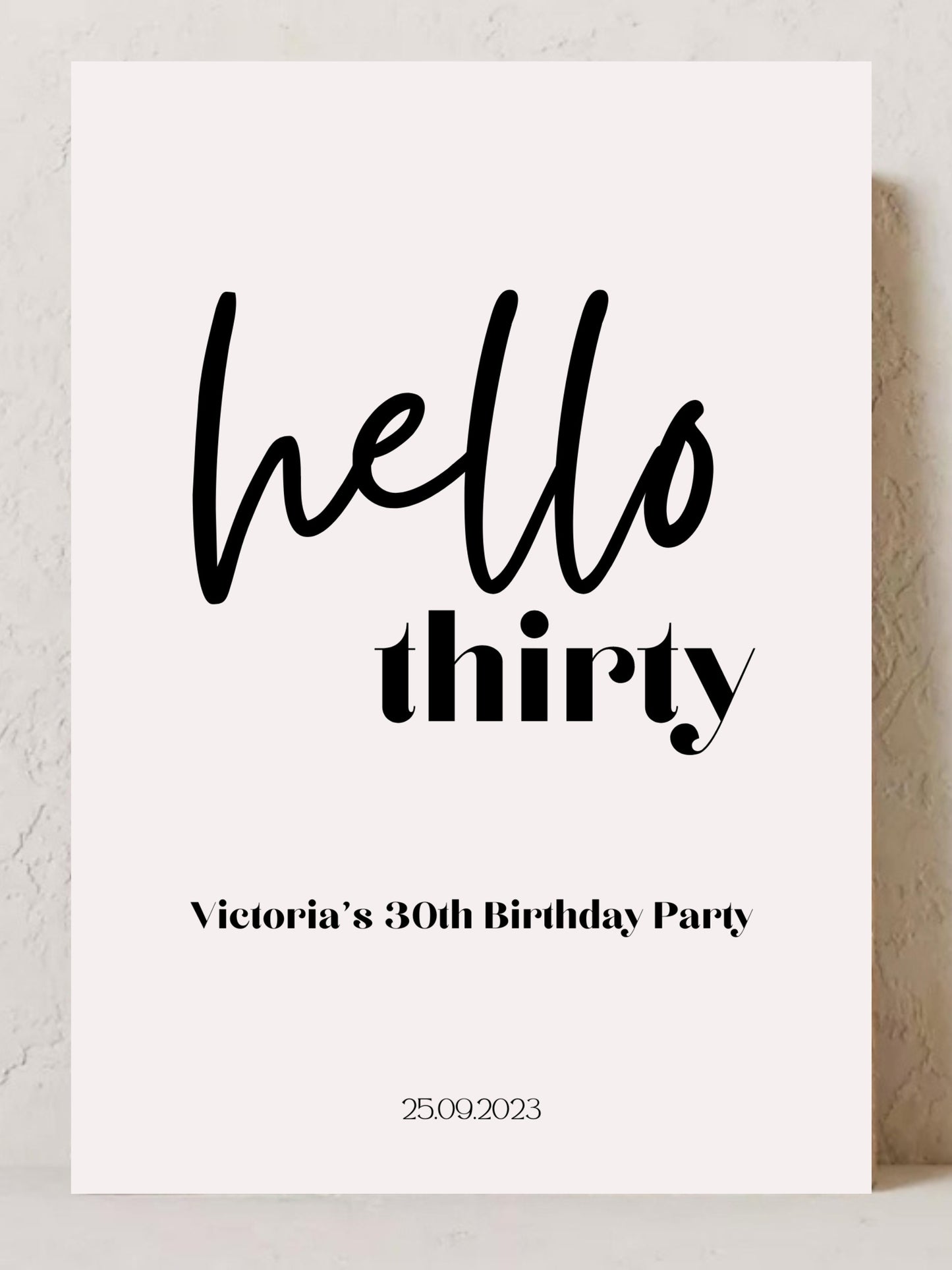 Willkommensschild 30ter Geburtstag