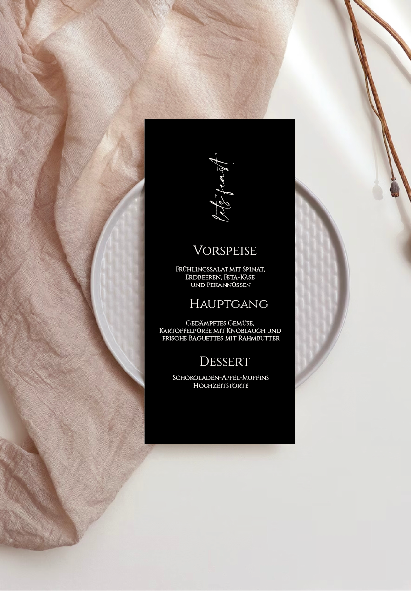 Menükarte lang Honeymoon