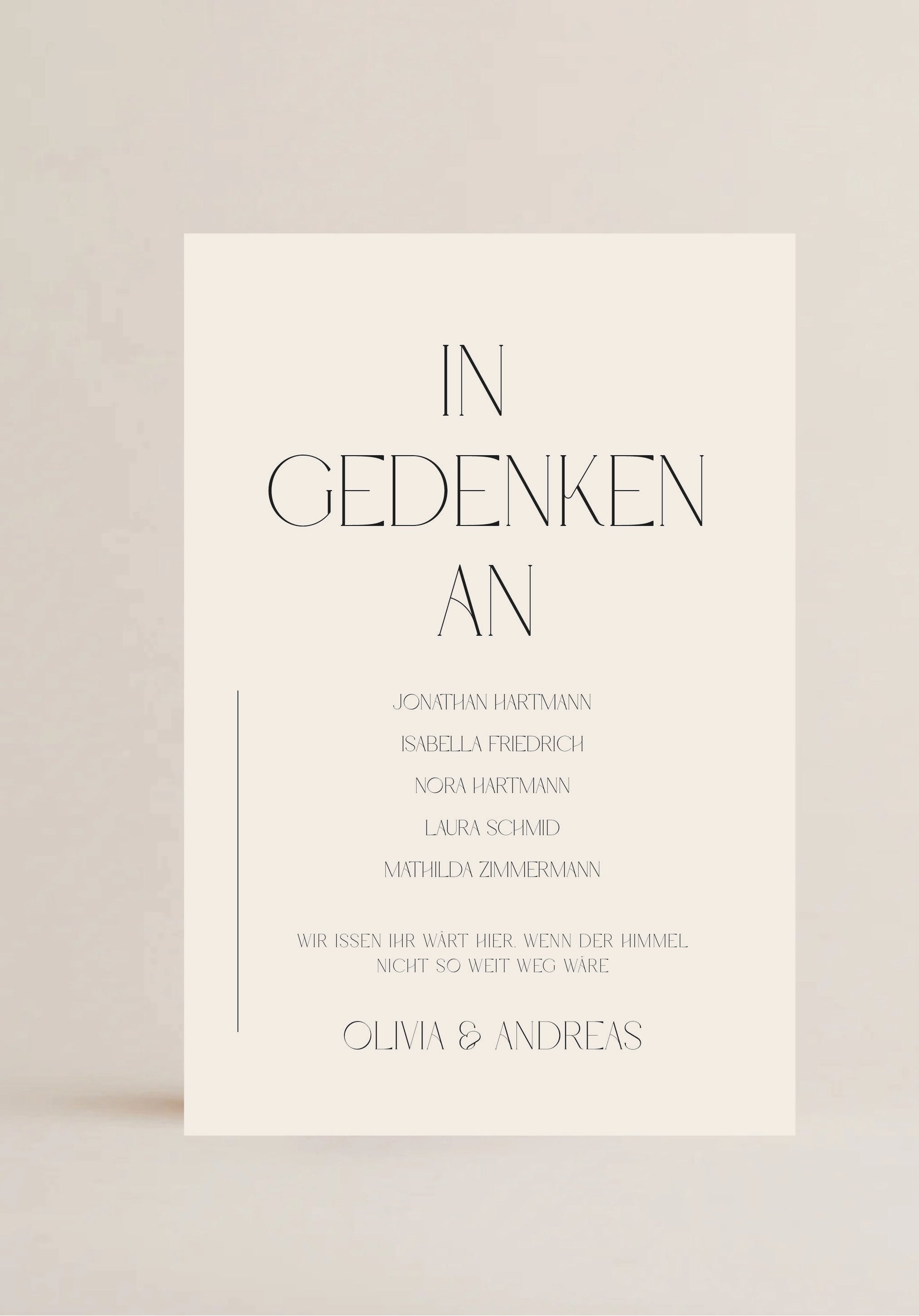In Gedenken Schild  LOVELY