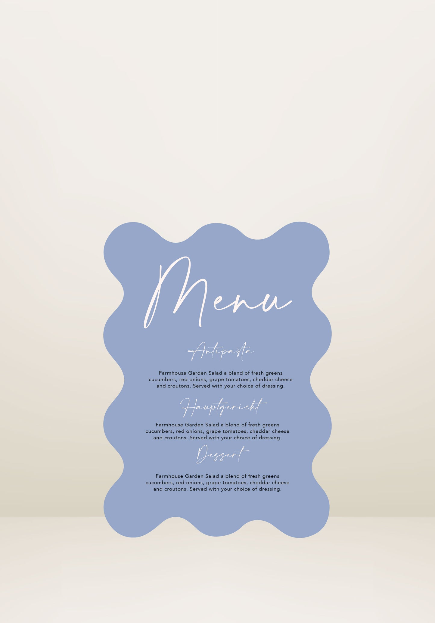 Schild Menu | Honeymoon