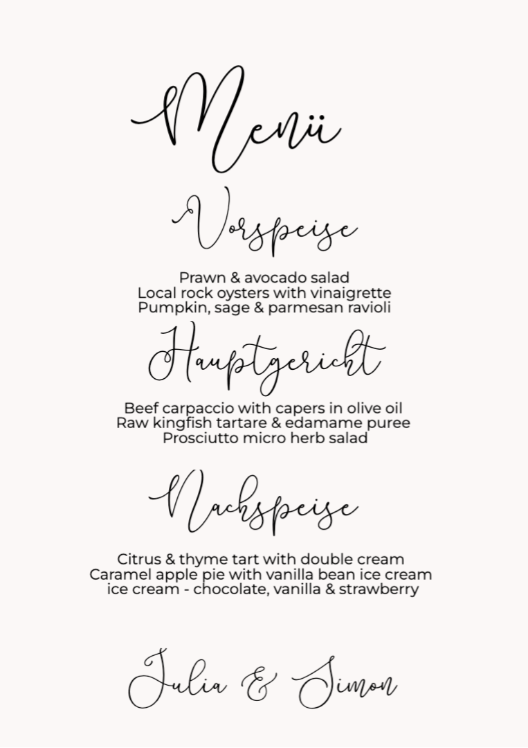 Schild Menu | Tuscany